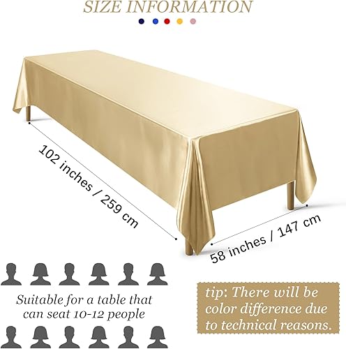 Miniatura 2 de Ruisita Mantel de satén para fiesta 58 x 102 pulgadas mantel rectangular de seda brillante mantel de tela lisa decoración de mesa para decoración de