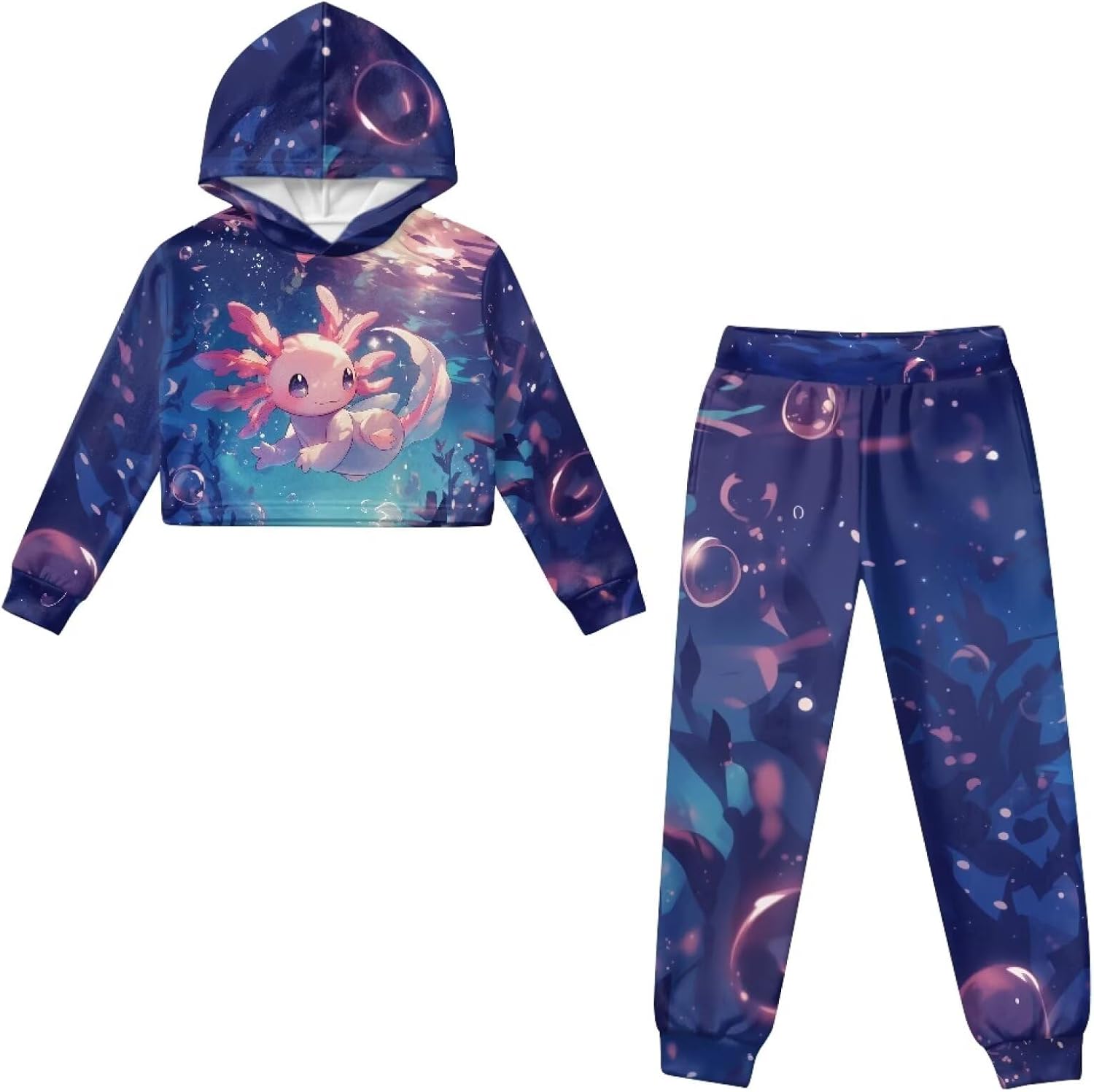 Pullover Crop Top Hoodies and Sweatpants for Girls 4-13Y Kids Long Sleeve Hoodies and Pants Set