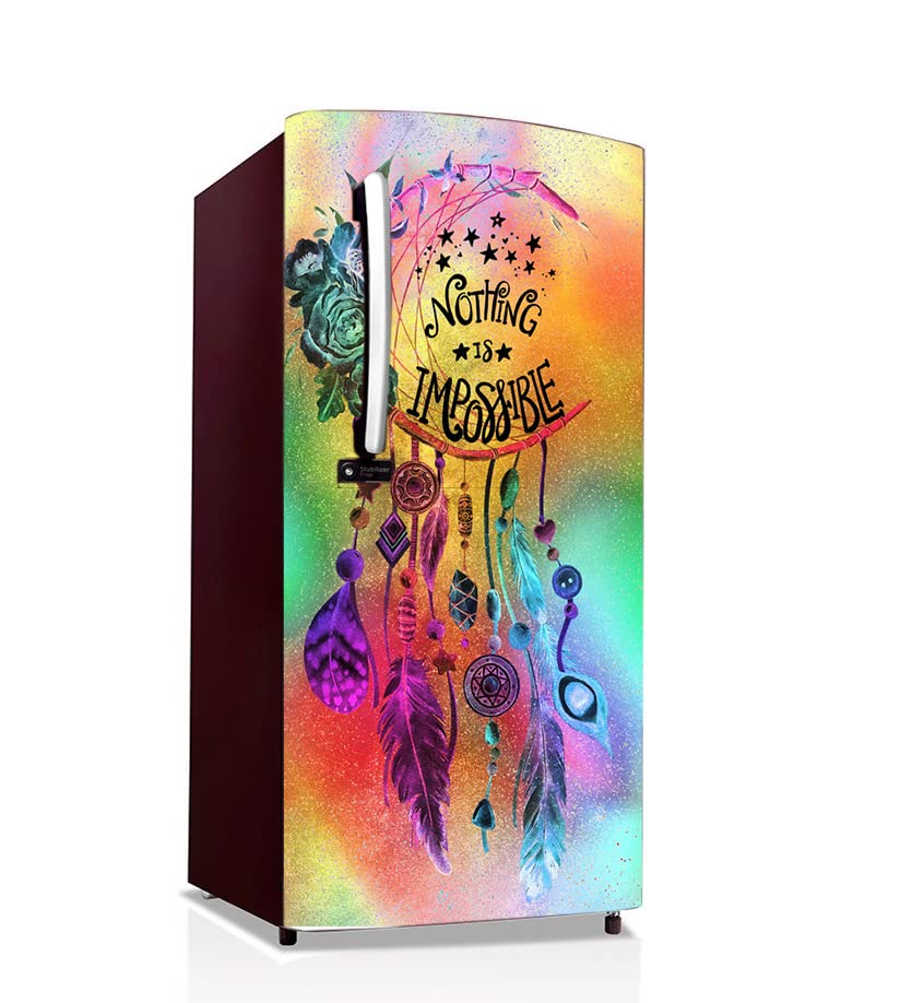 Creative Print Solution Nothing is Impossible Design Sticker for Fridge/almirah/Table/Kitchen/Single Door Size 24x49 inch