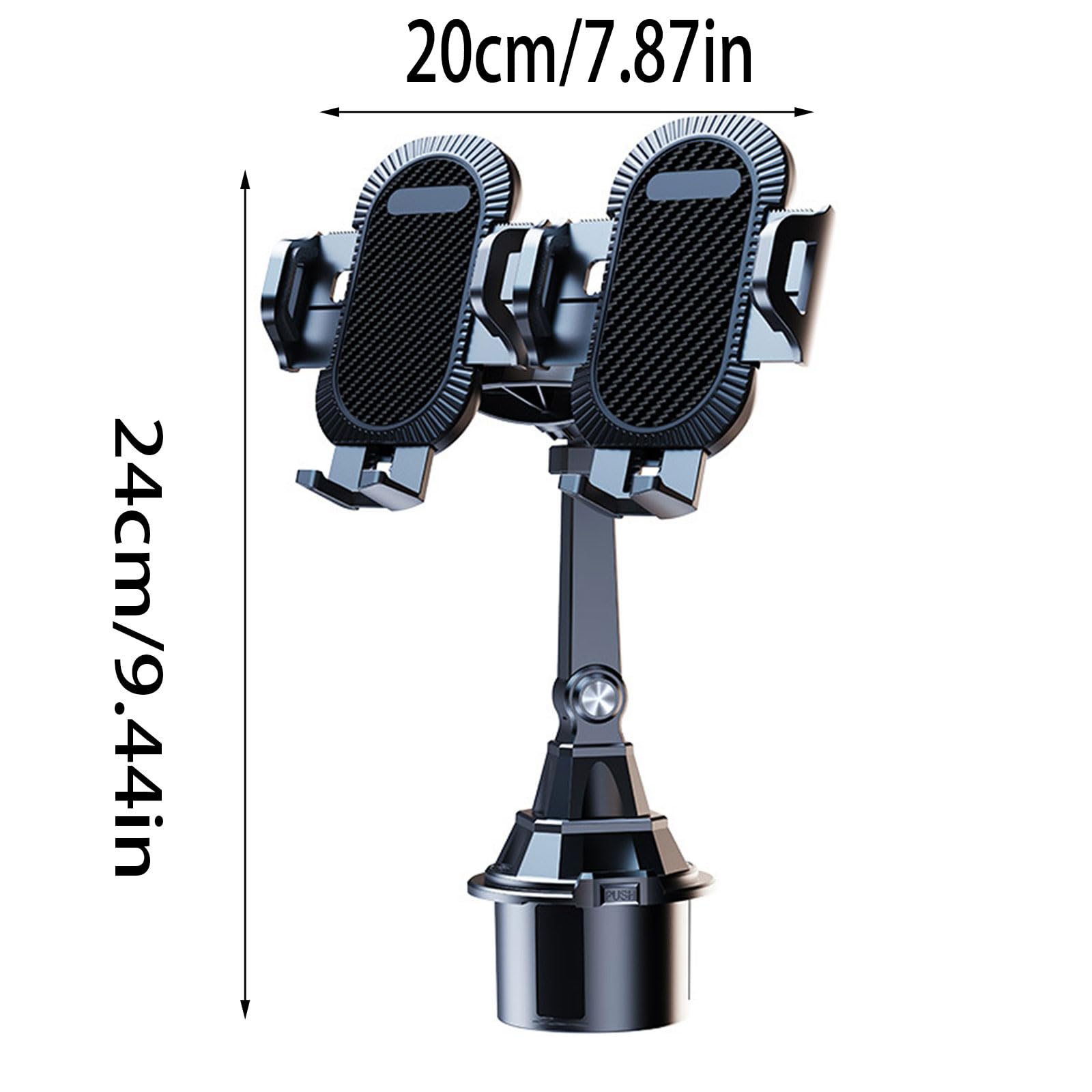 Supporto per cellulare da auto, 2 in 1, regolabile, con rotazione a 360°, base telescopica per due smartphone, universale per la maggior parte dei veicoli