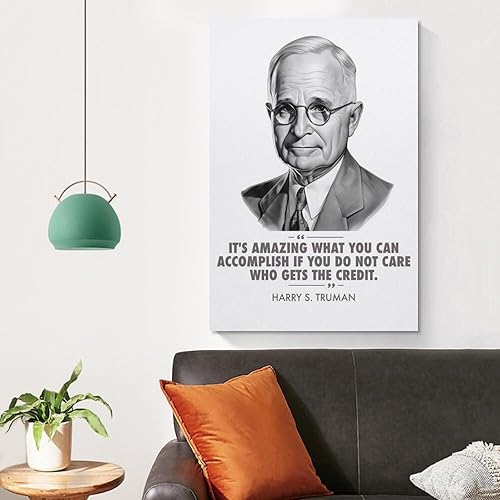 Miniatura 4 de AAHARYA Póster de Harry S Truman con citas inspiradoras de retrato del presidente de Estados Unidos, arte impreso en lienzo (5) lienzo para