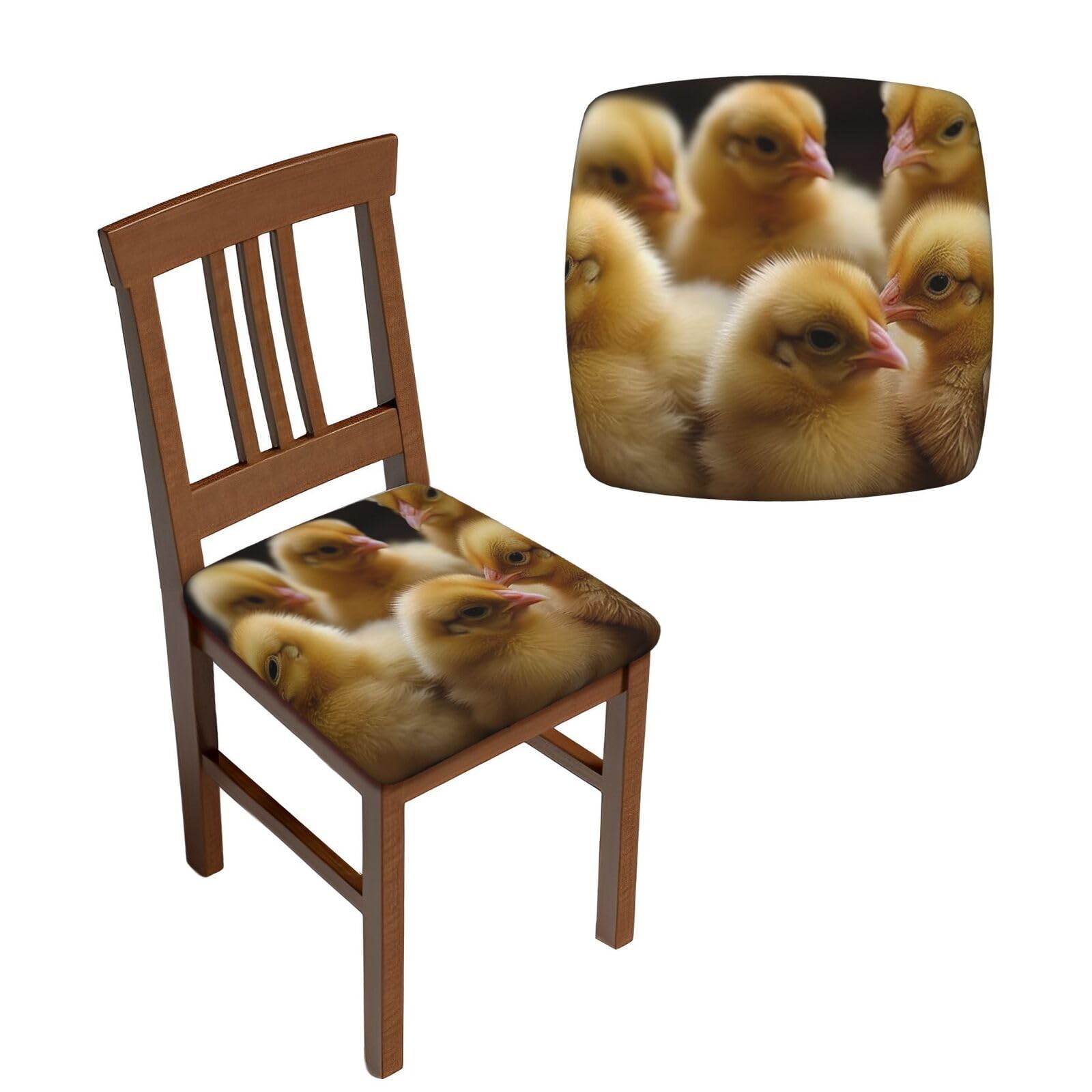 Lot de 6 housses de chaise de salle à manger élastiques à motif petits poules