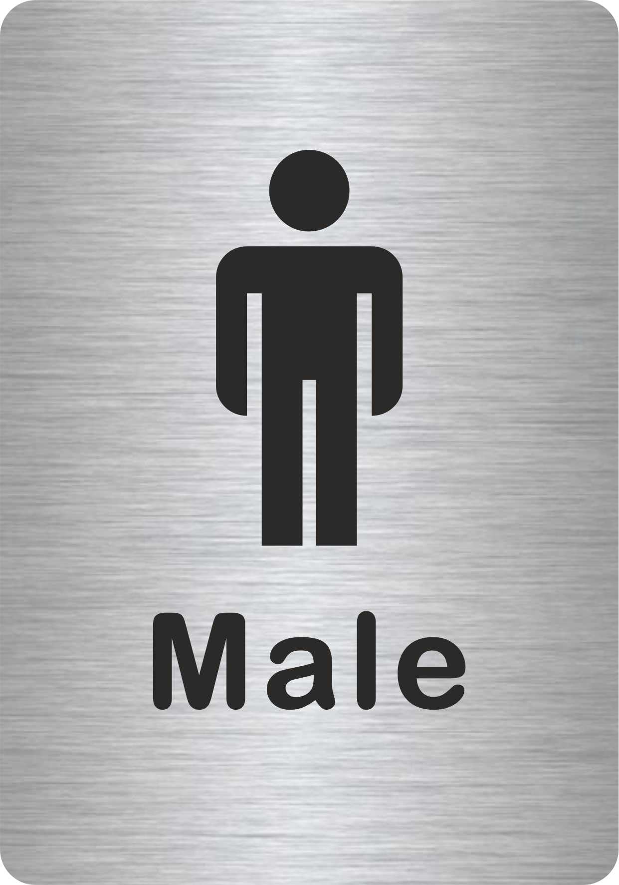 Customcard Ltd Set of 3 Aluminium Signs: Toilets, Male, Female sign-high quality, brushed silver finish with tape on the back - Image 2