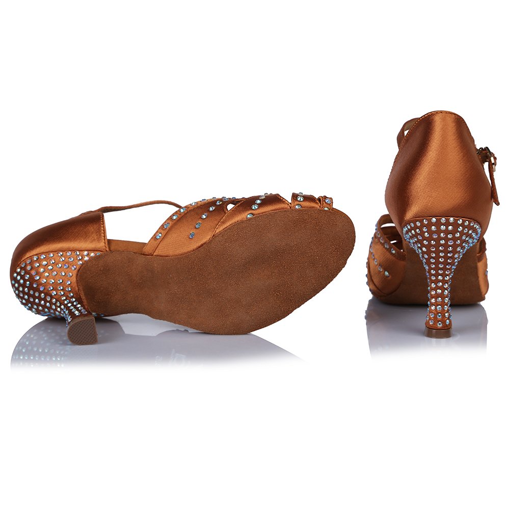 HROYL Zapatos de Baile Latino Mujer Comodos con Brillantes Zapatos Baile de Salón Mujer Salsa y Bachata,Modelo ESAF4350