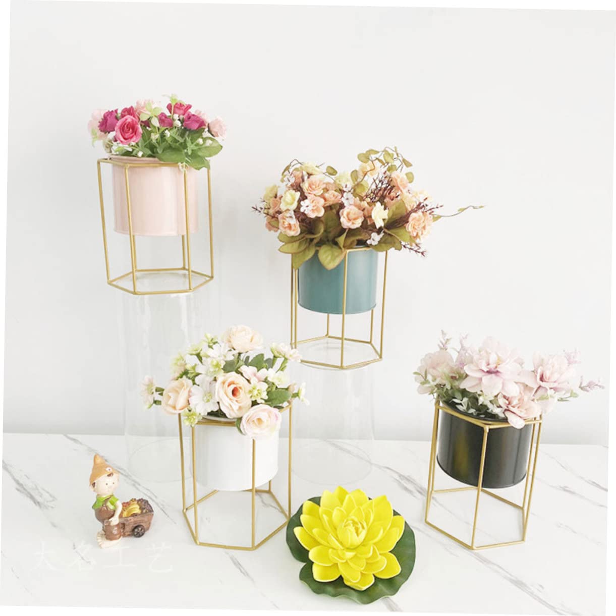 blumenstand3st Blumentopf Aus Eisen Mit Ständer Balkon Blumentopf Chinesische Sukkulentöpfe Indoor-pflanzgefäße Metallpflanzen Stehen Süße Pflanzentöpfe Outdoor-töpfe Draussen Metallfass
