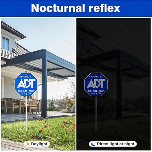 ADT Security Signs - Yard Sign with 8pcs ADT Window Stickers, Aluminum Reflective Home Security Signs with Stake for Outdoor, Weatherproof & Fade Resistant
