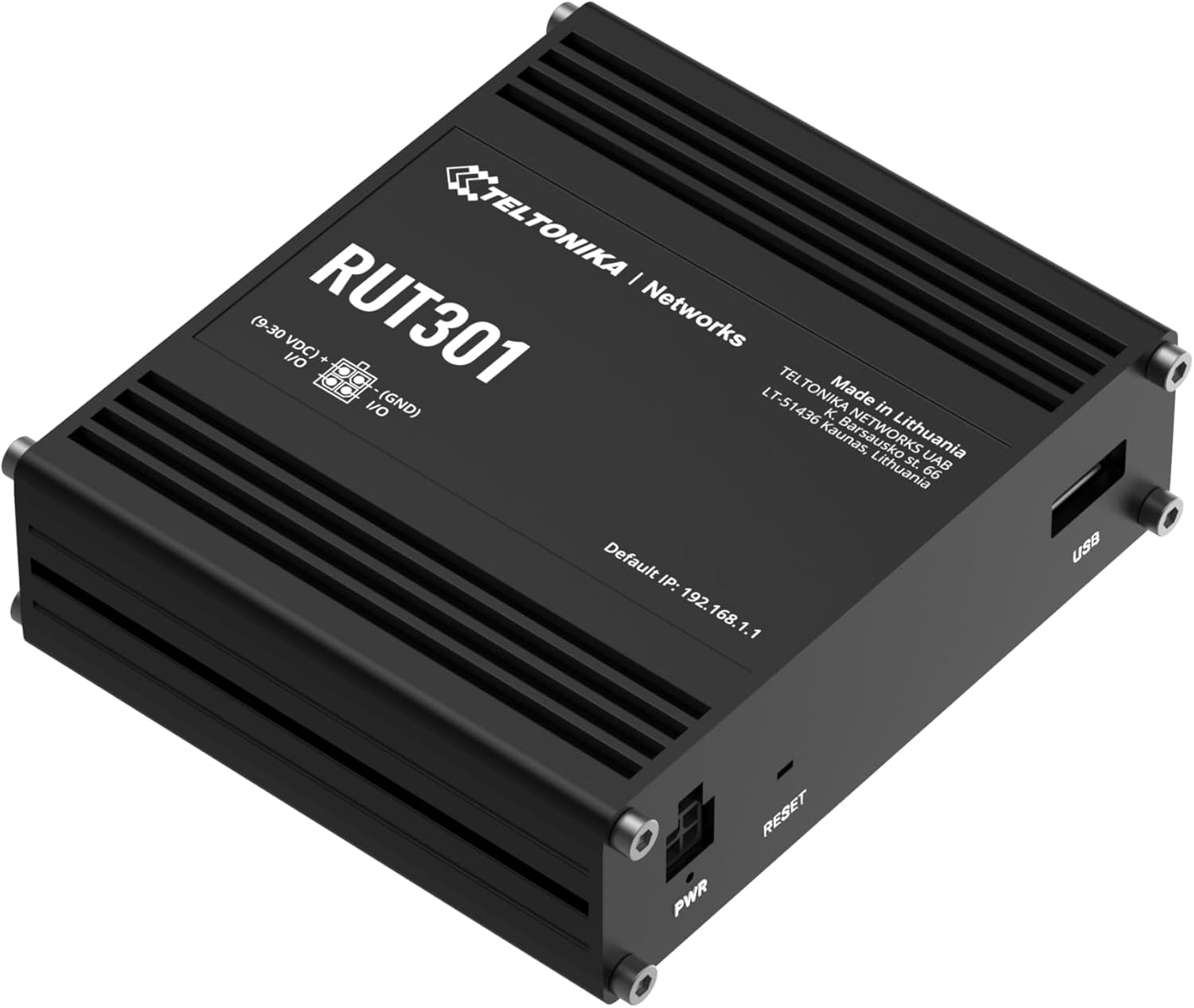 Teltonika RUT301 Industrial Ethernet Router, 5 x Ethernet ports, Compact and Durable Design, Secure VPN, USB