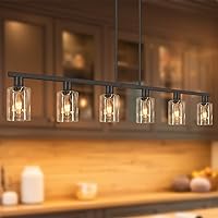 Vista 17 de DSMJFU Candelabro Rectangular Negro Estilo Granja para Comedor, Lámpara Colgante Lineal de 5 Luces, Lámpara de Isla de Cocina Rectangular Sobre