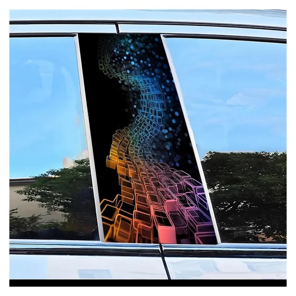 Auto Accessory 2pcs Car Center Column Decal Colorful Spiral Cubes B-Pillar Scratch Protection Sticker