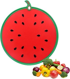Kitchen Cutting Board, Dishwasher Safe Cutting Boards With Juice Grooves & No BPA Chopping Board for Meat, Veggies, Fruits, Easy Grip Handle, Non-Slip (Watermelon)