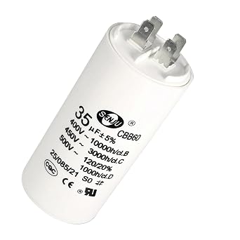 35uF CBB60 Motor Run Capacitor 450V AC Double Insert 50/60Hz Cylinder 92x44mm White for Air Compressor Water Pump Motor