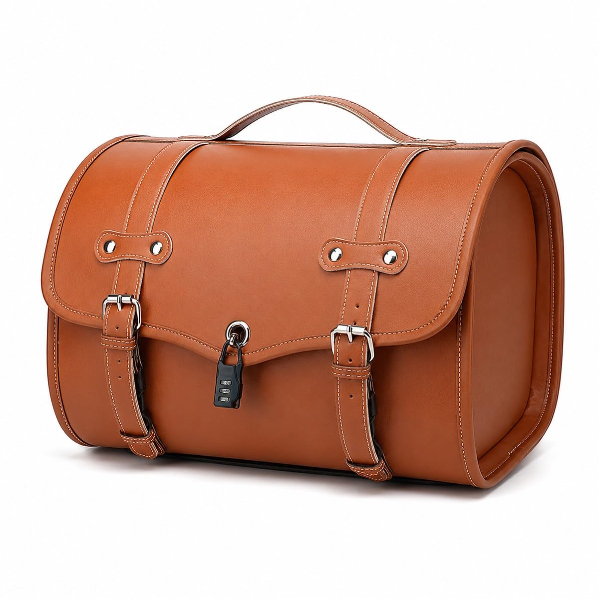Baannaww Motorcycle Rear Seat Tail Bag 39×32×28cm, PU Leather Lockable Storage Trunk Bag for Scooter, E-Bike and Moped, Rear Rack Luggage Box for Half Helmets, Riding Gear and Daily Items