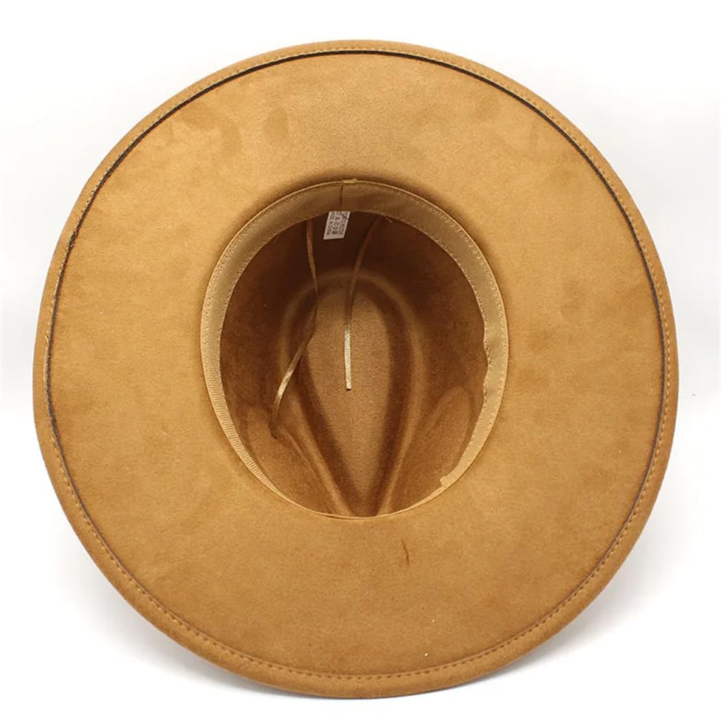 Unisex Suede Fedora Cappelli Uomini Tesa Larga Cerchio Oro Cappello Da Cowboy Donne Chiesa Partito Sombrero Caps