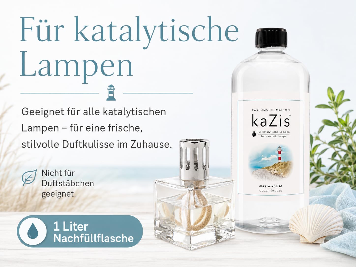 KAZIS® I morska bryza I Ocean Breeze I 1 litr I Do każdej lampy katalitycznej I zapach do pomieszczeń
