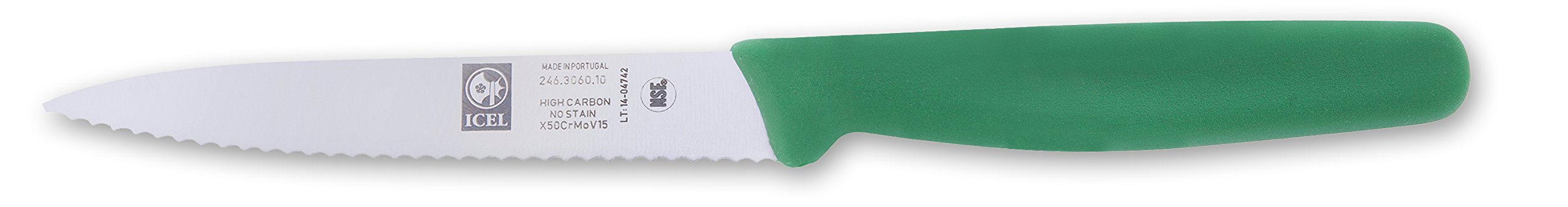 ICEL Serrated Paring Knife – Stainless Steel Kitchen Paring Knives – Small Kitchen Knives for Meal Prep – 4-inch Blade Sharp Paring Knives - Green Handle