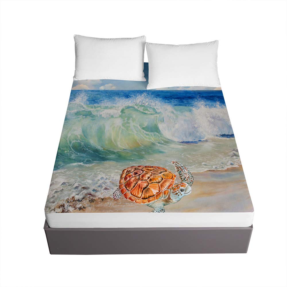 Housse de matelas 140x200 imprimé 3D avec grand bonnet 30cm antidérapant