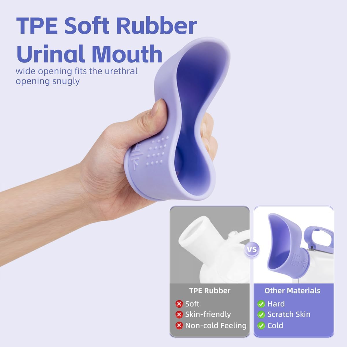 Male Urinal Bottles with Spill Proof - Portable Ergonomic Urine Container for Men, 24 Oz Travel Pee Jug with Hose for Elderly Males, External Urine Collection Mobility & Daily Living Aids