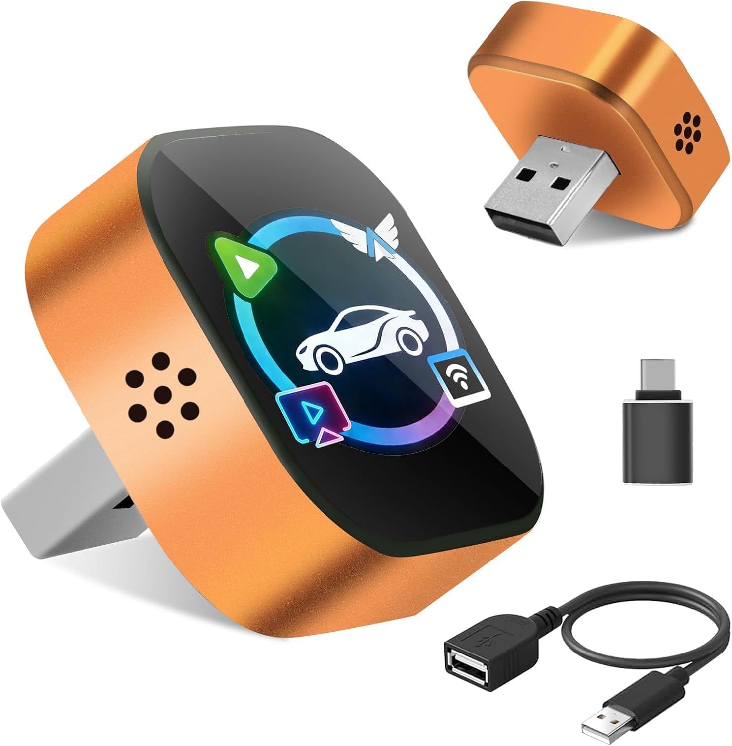 Photo 1 of Wireless CarPlay Adapter 4 in 1 Car Screen Mirroring Adapter to Play TV on Car Screen for iPhone & Android, Upgrade Support Airplay&Mirror Link,CarPlay&Android Auto,Wired to Wireless,Plug and Play