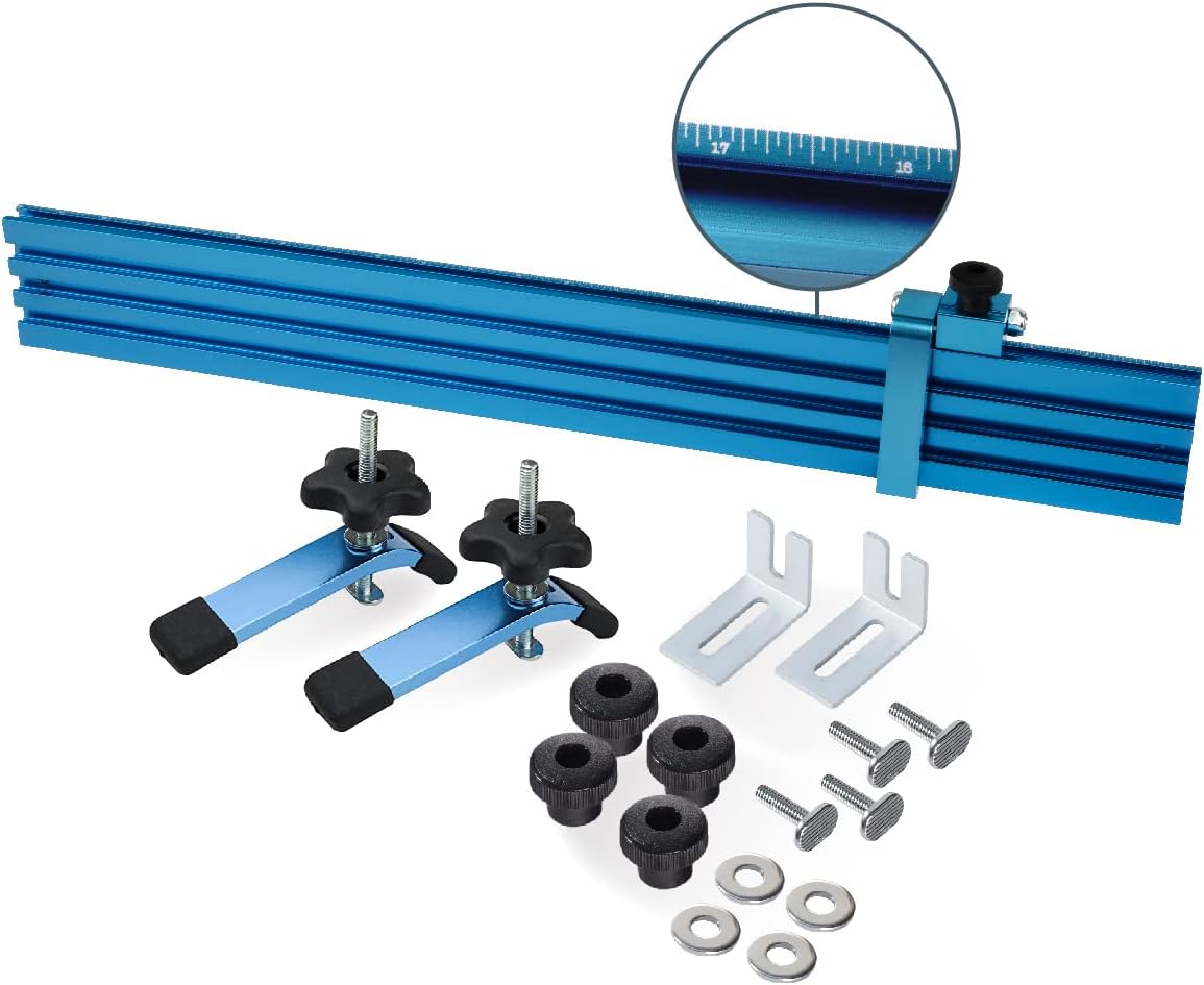 POWERTEC 24" Drill Press Fence Set w/T Slot Fence, Mounting Brackets