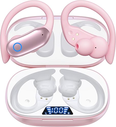 GNMN Auriculares Bluetooth inalámbricos 80 horas de reproducción IPX7 impermeables Auriculares estéreo con auriculares con ganchos para las orejas,