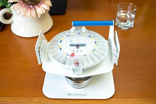 Miniatura 6 de e-Pill MedTime Station – Dispensador automático de pastillas bloqueado con base de volquete, 6 ajustes de alarma – Cubierta transparente transparente