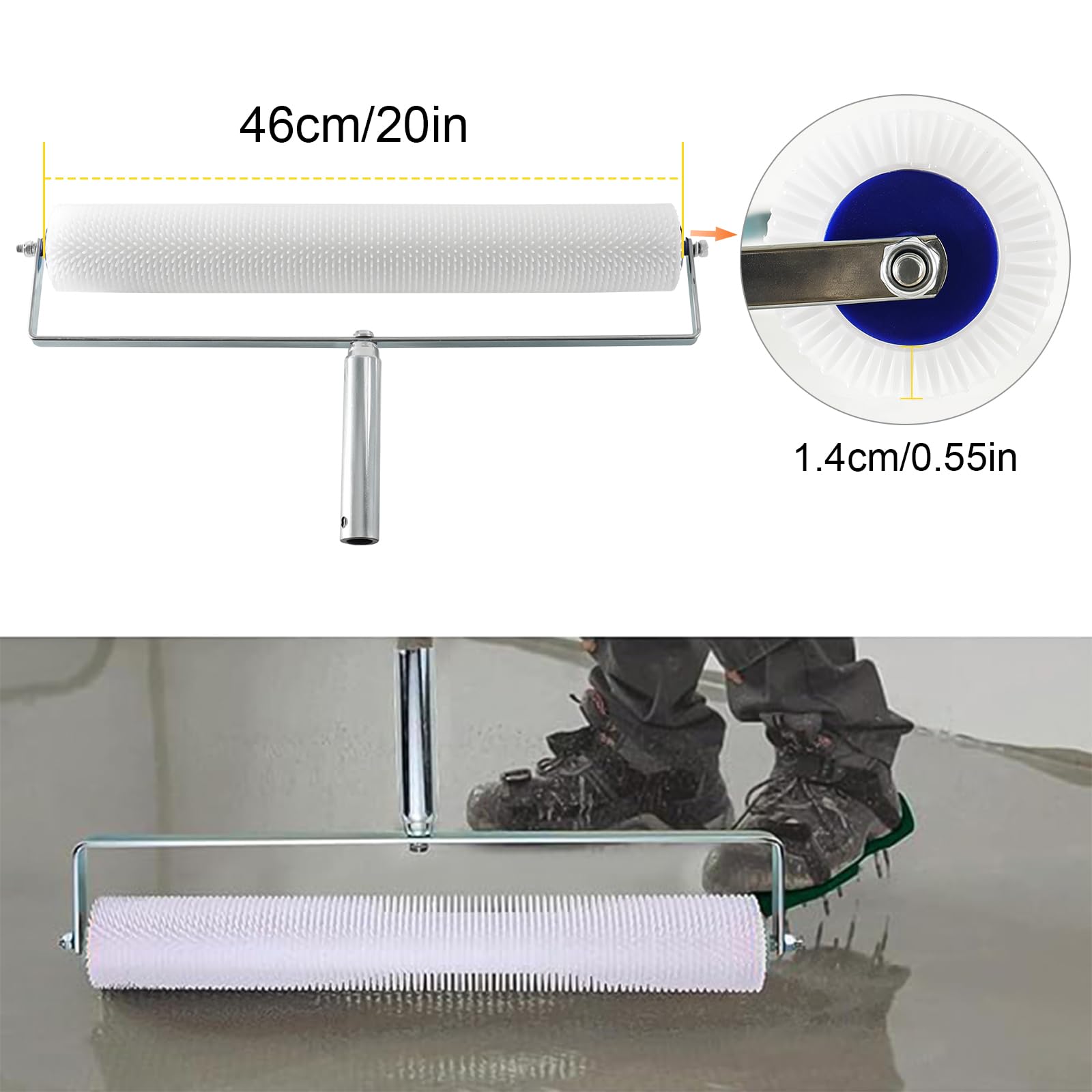 Kit di strumenti per il cemento autolivellante, Scarpe a spillo per pavimenti epossidici, Rullo a spuntoni per autolivellamento, per Livellare la Parete del Pavimento