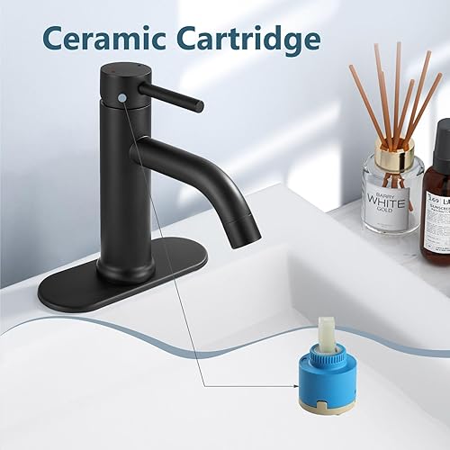 Miniatura 8 de Aolemi Grifo de baño de un solo agujero, grifos de tocador de baño de una sola manija para fregadero de 1 o 3 agujeros con placa de cubierta, con