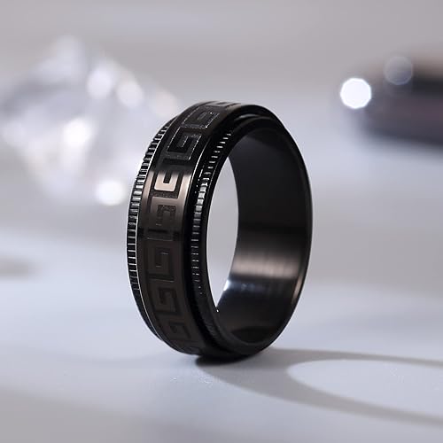 Miniatura 2 de Anillo giratorio de acero inoxidable negro y azul de 0.315 pulgadas para hombres y mujeres, cepillado para aliviar la ansiedad para hombre, cadena