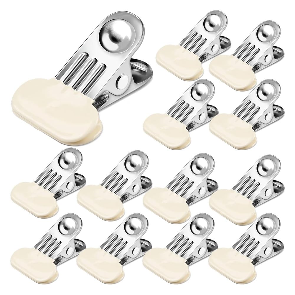 CTRLZS 12 Pack Chip Bag Clips for Food Storage, Food Clips Bread, Stainless Steel Chip Clips, Clips for Kitchen and