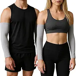 Manguito Esportivo UV50+ Proteção Solar – Corrida, Ciclismo, Academia – Preto e Cinza