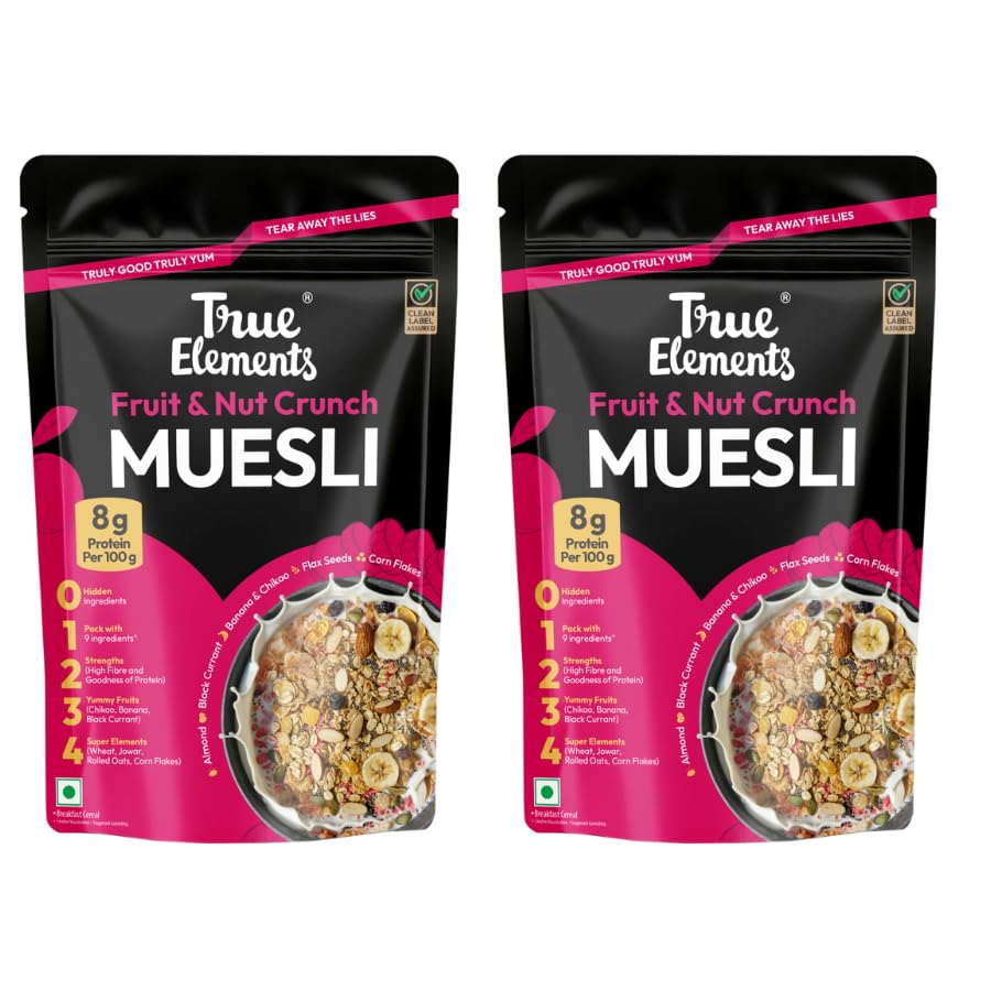 True Elements Muesli Fruity Delight 700 Gram - Buy 1 + 1 Free | Muesli Fruit And Nuts | Cereals For Breakfast | Rich In Fibre | Muesli With Oats And Nuts | Muesli Fruity Delight | 1 Count-image-31