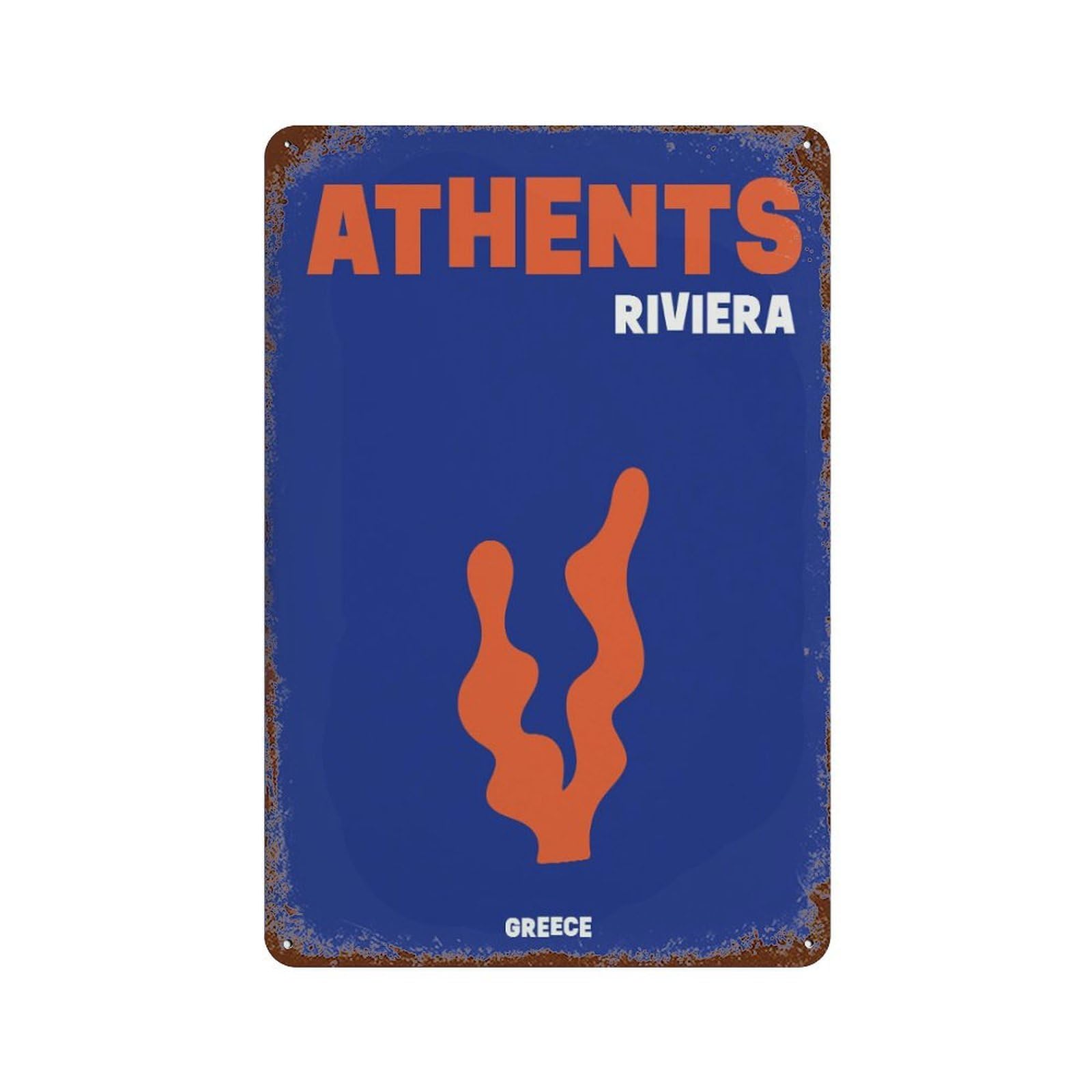 xiaoxiaoshen Athens Riviera Travel Colorful Apment Decor Wall Decor Art Metal Tin Poster Modern Home Decor Art Home Bar Shop Decorations Vintage Sign 30x20cm