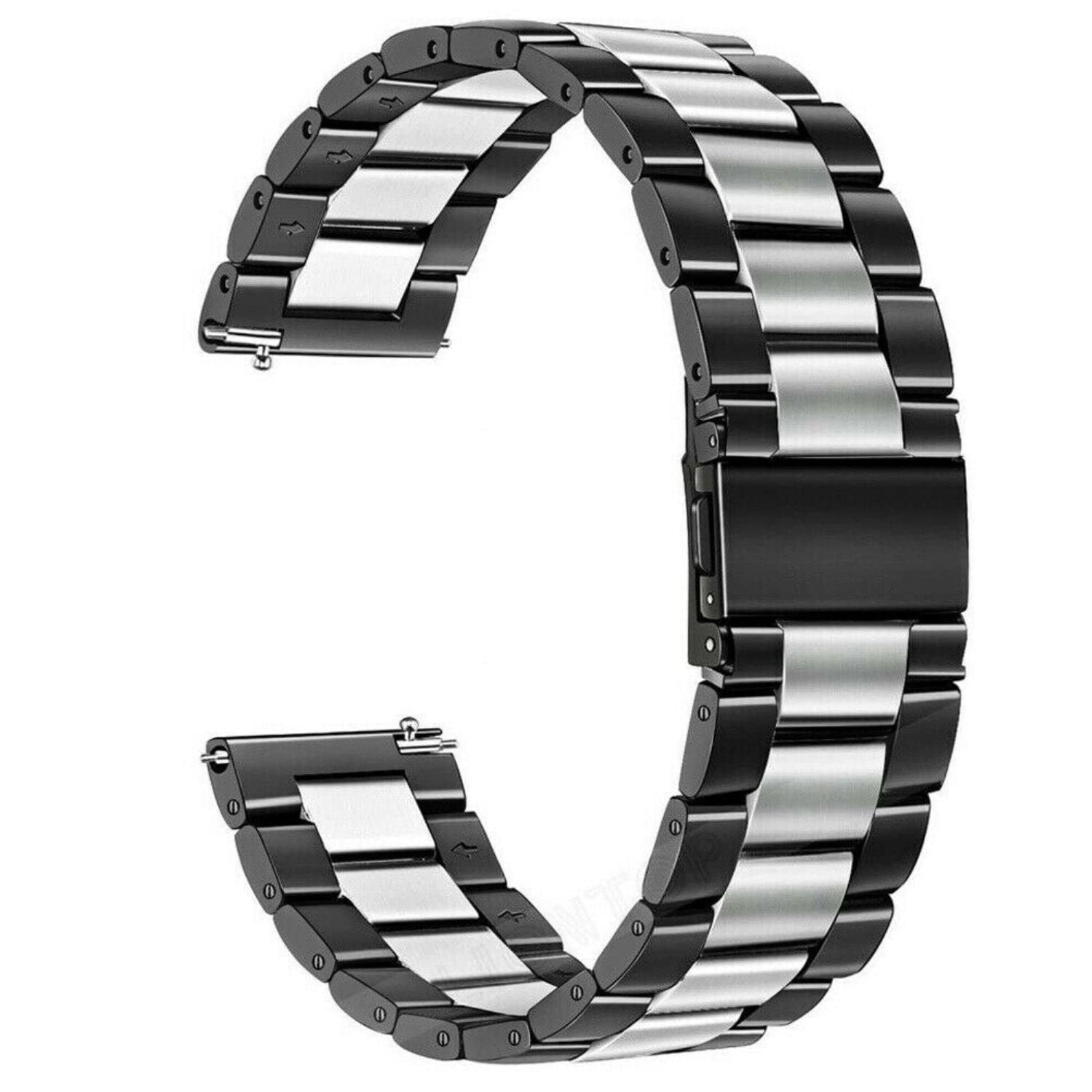 Holdfast Replacement Metal Watch Straps For Men and Women.18mm,20mm,22mm.Stainless Steel Watch Strap in Silver,Black,Silver&Black,Silver&Rose Gold. Compatible with Galaxy, Samsung Gear and Amazfit