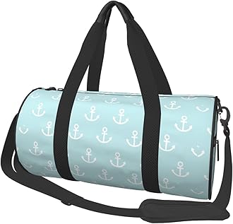 Anchors Blue Background Sports Gym Bag Travel Duffel Bag Shoes Compartment For Men Women Foldable Lightweight Yoga Gym Sports Bag