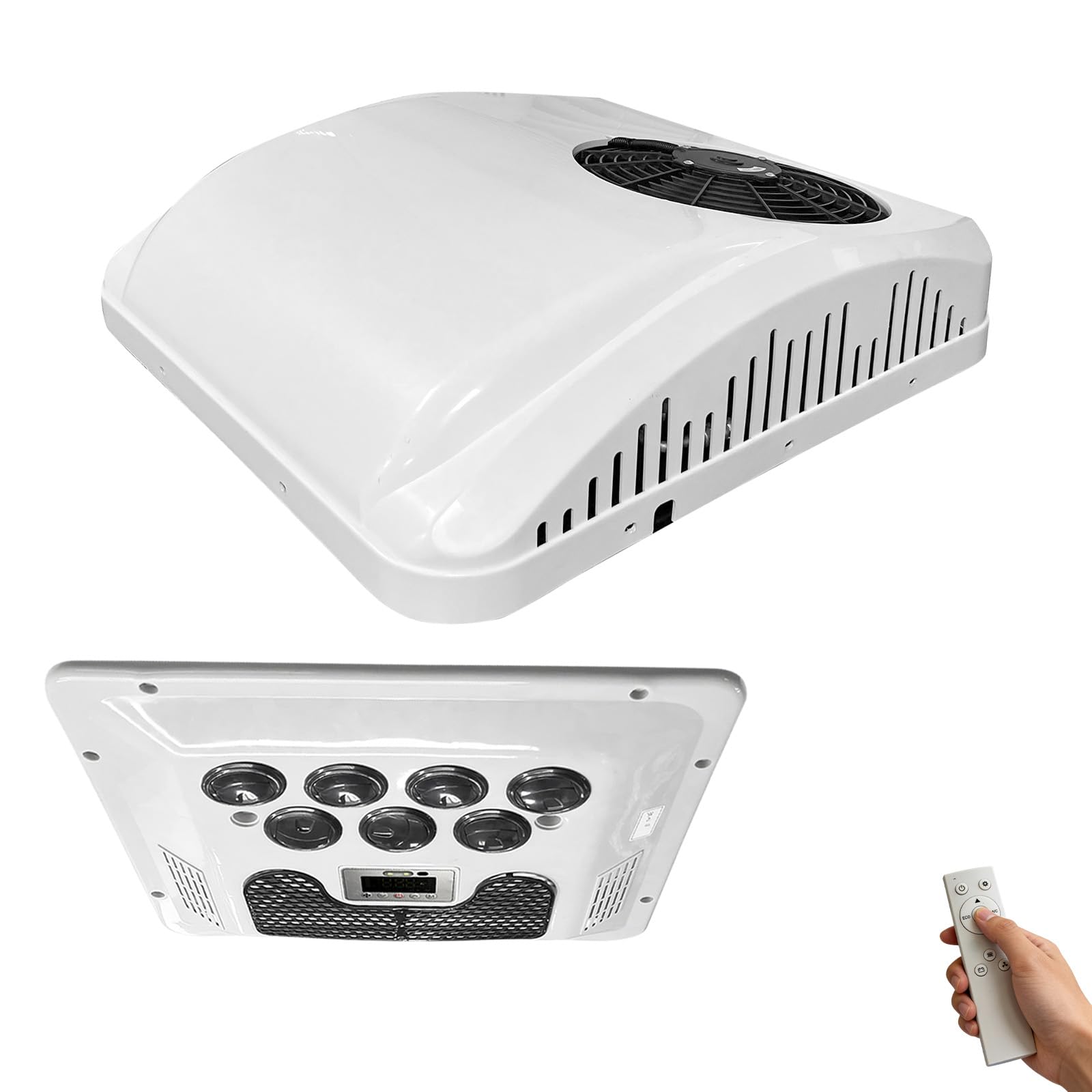 Climatiseur de Toit 12V pour Camping-Cars/Climatiseur 12V pour Camping-Cars, 8800 BTU Chauffage et Refroidissement, Fonctionnement Silencieux, Montage Facile, Convient aux Camping-Cars, Camions