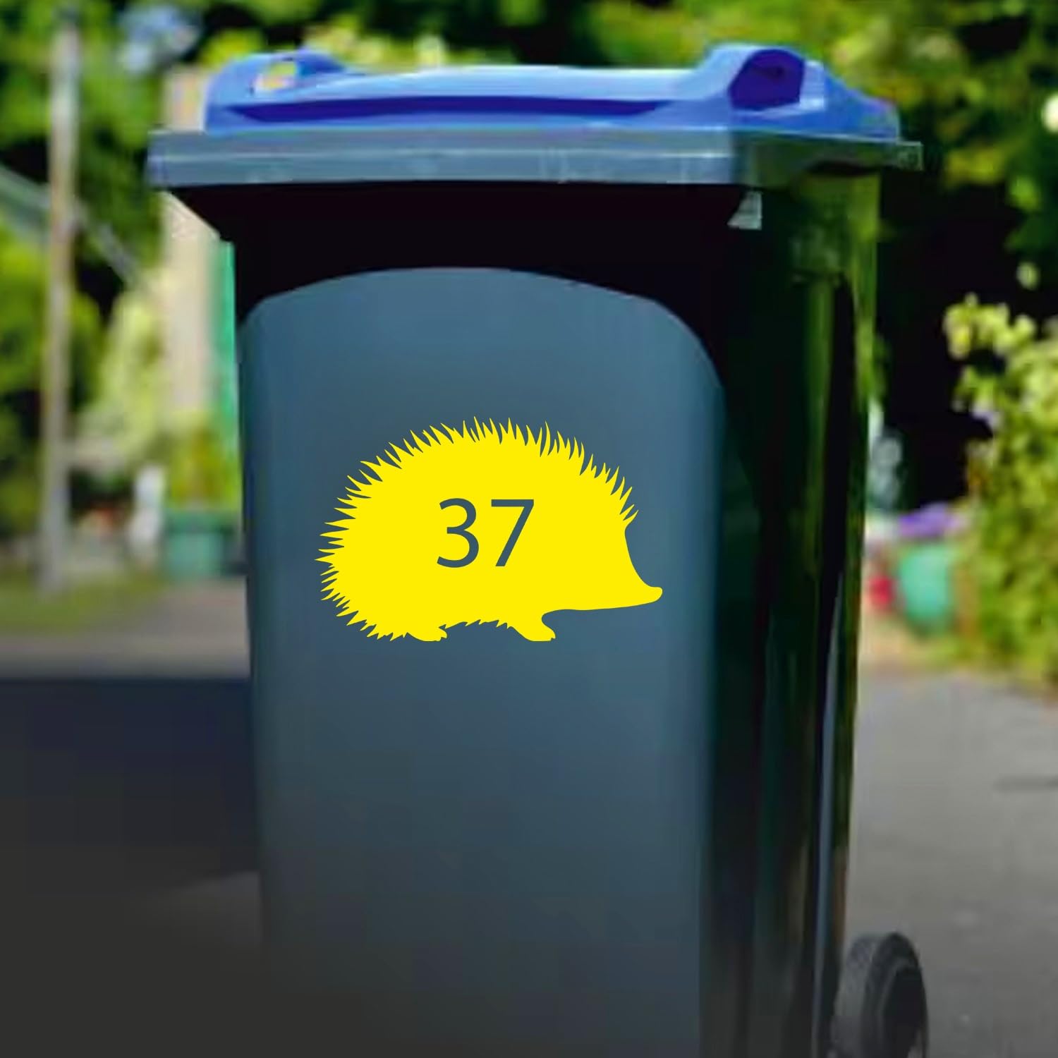 Minxltd One Color Personalised Wheelie Bin Sticker, Custom Your House Number & Address Waterproof Vinyl Decal, Number And Street Name, Recycle Bin Stickers，Rubbish Bin(J)