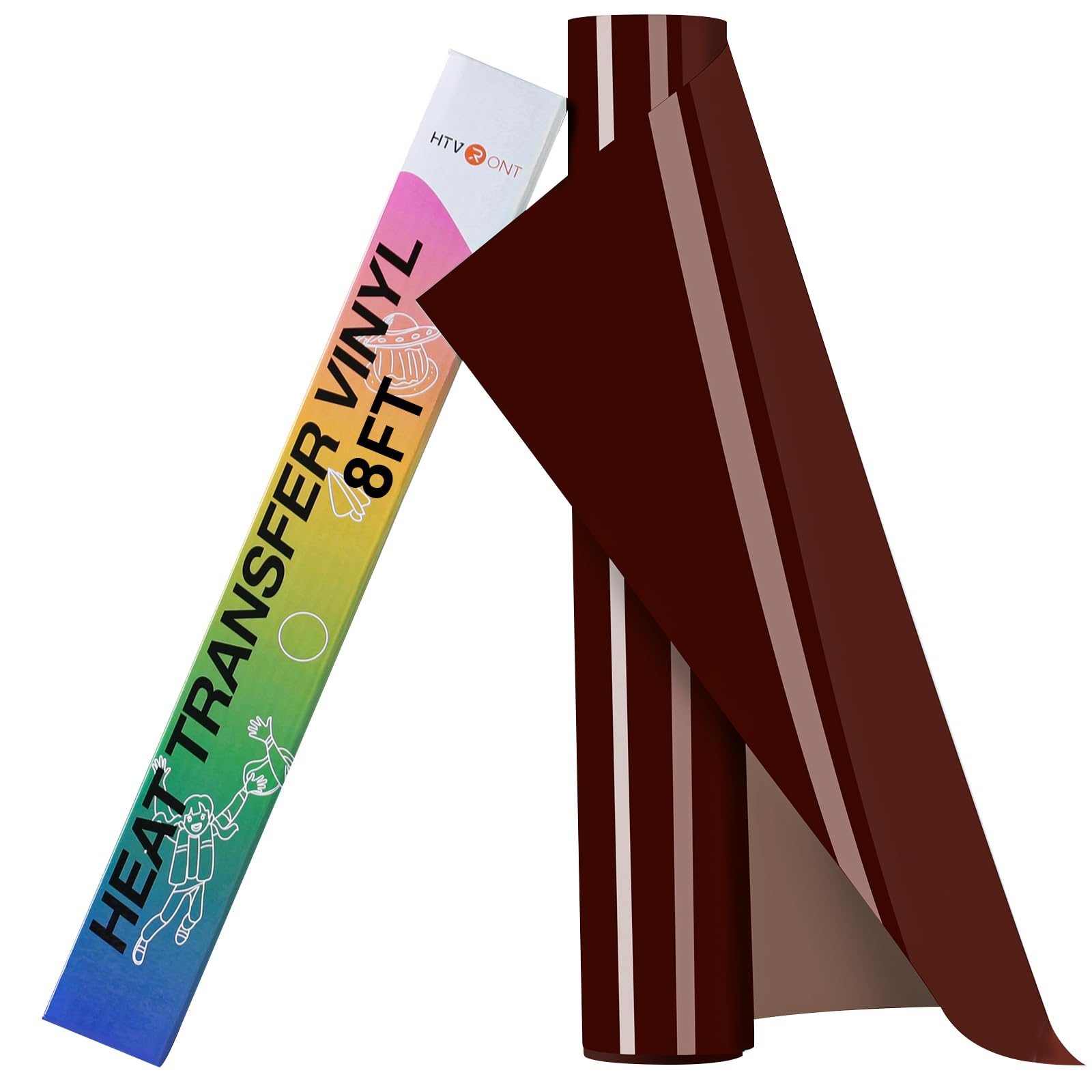 HTVRONT Brown HTV Roll Heat Transfer Vinyl - 12" x 8ft Brown HTV for Shirts | Brown Iron on Vinyl Compatible with All Cutting Machine - Easy to Cut &amp; Weed for Craft Design Heat Transfer Vinyl Roll