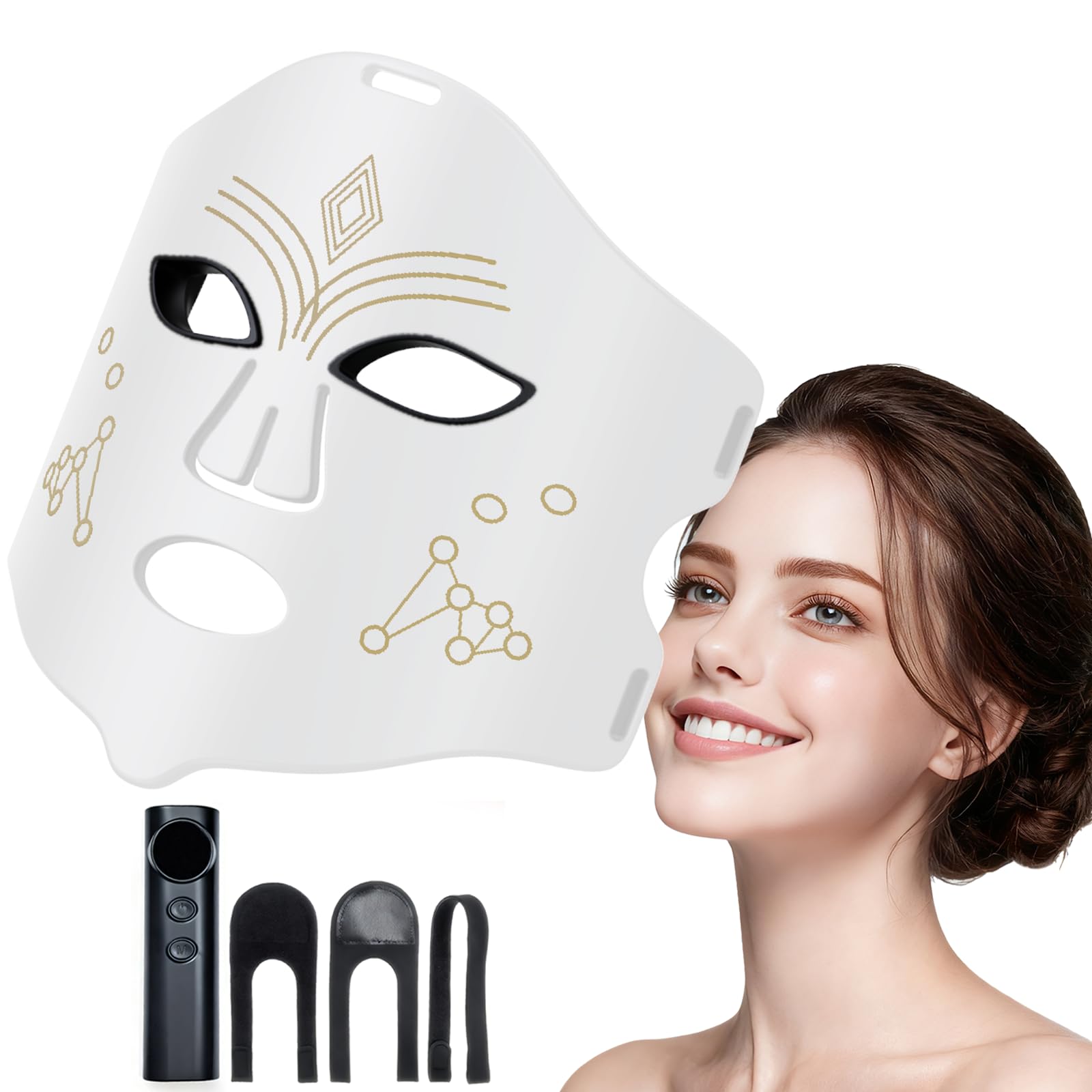 Red Light Therapy for Face, 4 Modes LED Light Therapy Mask with 850nm NIR Infrared Red & Blue Light, Rechargeable Portable Facial Skincare Device with Timer for Home Use, Lightweight for Women & Men