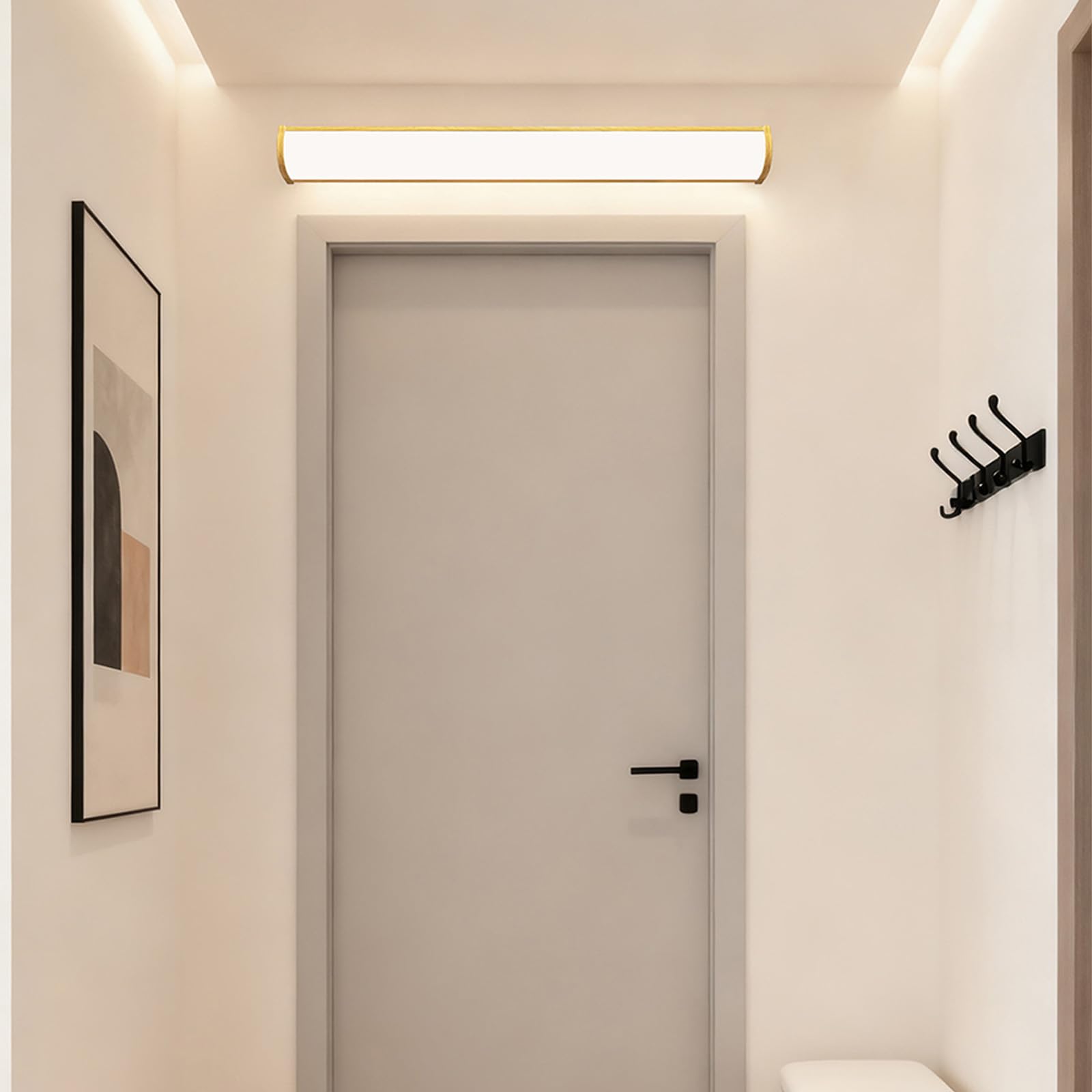 LED Innen Wandleuchten mit Fernbedienung Dimmbare Wandbeleuchtung Spiegelleuchte Modern Lange Aluminium Wasserdicht Wandleuchte Wohnzimmer Schlafzimmer Badezimmer Flur (Holzmaserung,120cm)