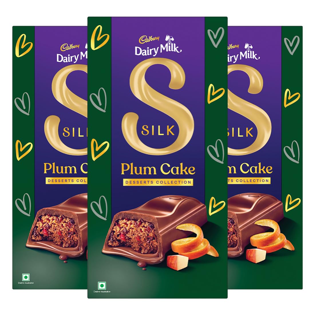 Dairy Milk Silk Desserts Plum Cake Chocolate Bar, 70 g (Pack of 3)