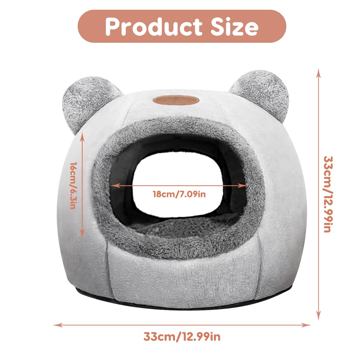 Cat Beds for Indoor Cats, Cozy Cat Tent House Igloo with Ears, Soft Fluffy Kitten Cave with Removable Cushion, Foldable Warm Pet Bed for Small Cats & Puppies - Image 2