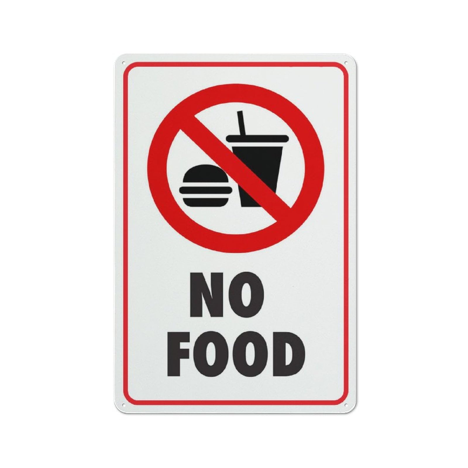 peiyeety No Food Sign - 8"x12" Rust Free Aluminum, Outdoor/Indoor For Home/Business/Yard