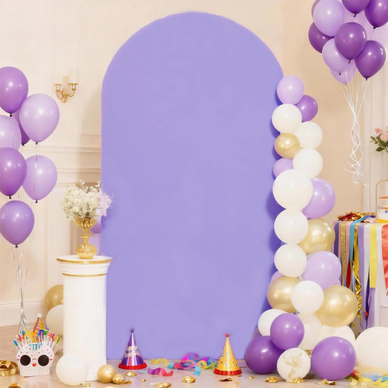 6FT Arch Backdrop Cover Lavender Spandex Arch Covers - SINSSOWL Chiara Backdrop Covers for Wedding Birthday Party Engagement Anniversary Photo