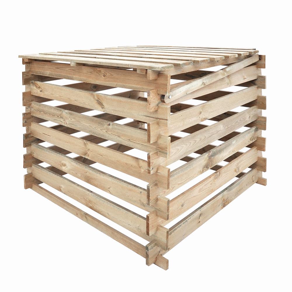 Composteur Bois avec Couvercle 80 x 80 cm, 510 L