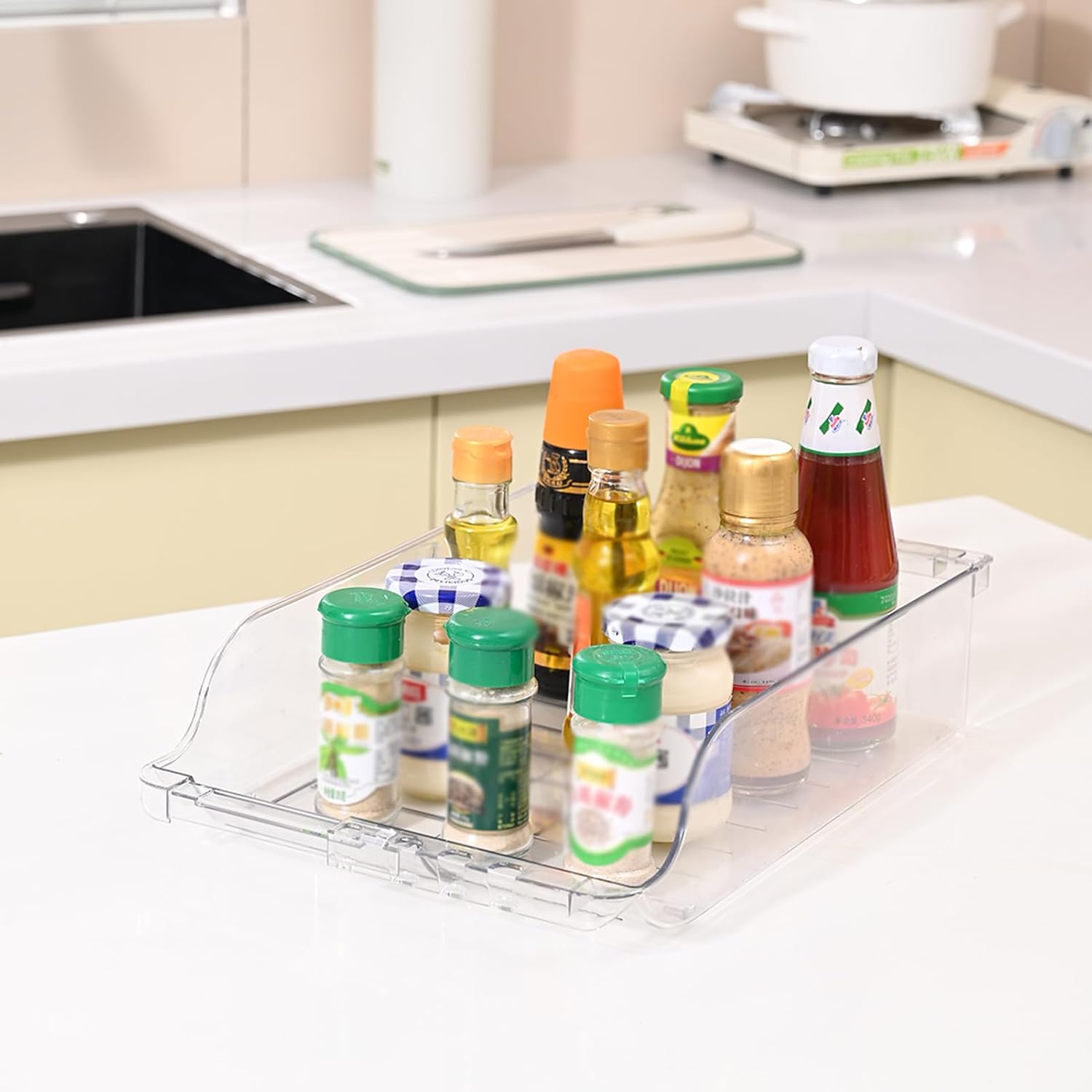 Soda Can Organizer for Refrigerator, Fridge Organizer Bins Drink Organizer, Clear Width Adjustable Stackable Can Holder Dispenser for Beer Soda Seltzer Pop Can Soda