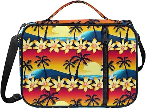 Miniatura 2 de Yougerbaby Plumeria Floral Bible Cover Bible Case with Handle and Zippered Back Pocket Palm Tree Women Bible Bag with Bookmark Portable Bible