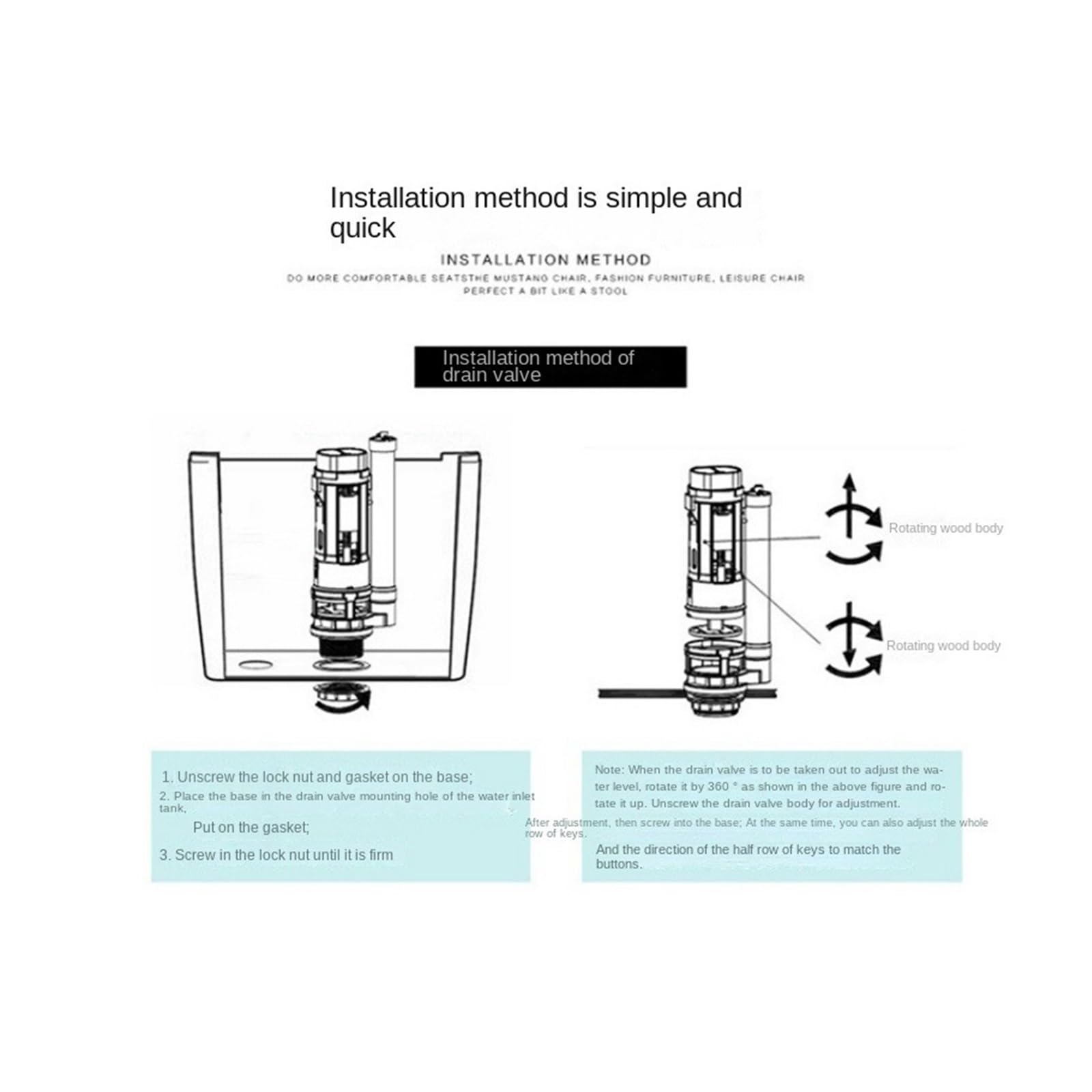 valvula llenado inodoro Válvula de drenaje de inodoro dividida | Salida de agua de dos botones Accesorios for tanque de llenado de doble descarga Cisterna(21cm)
