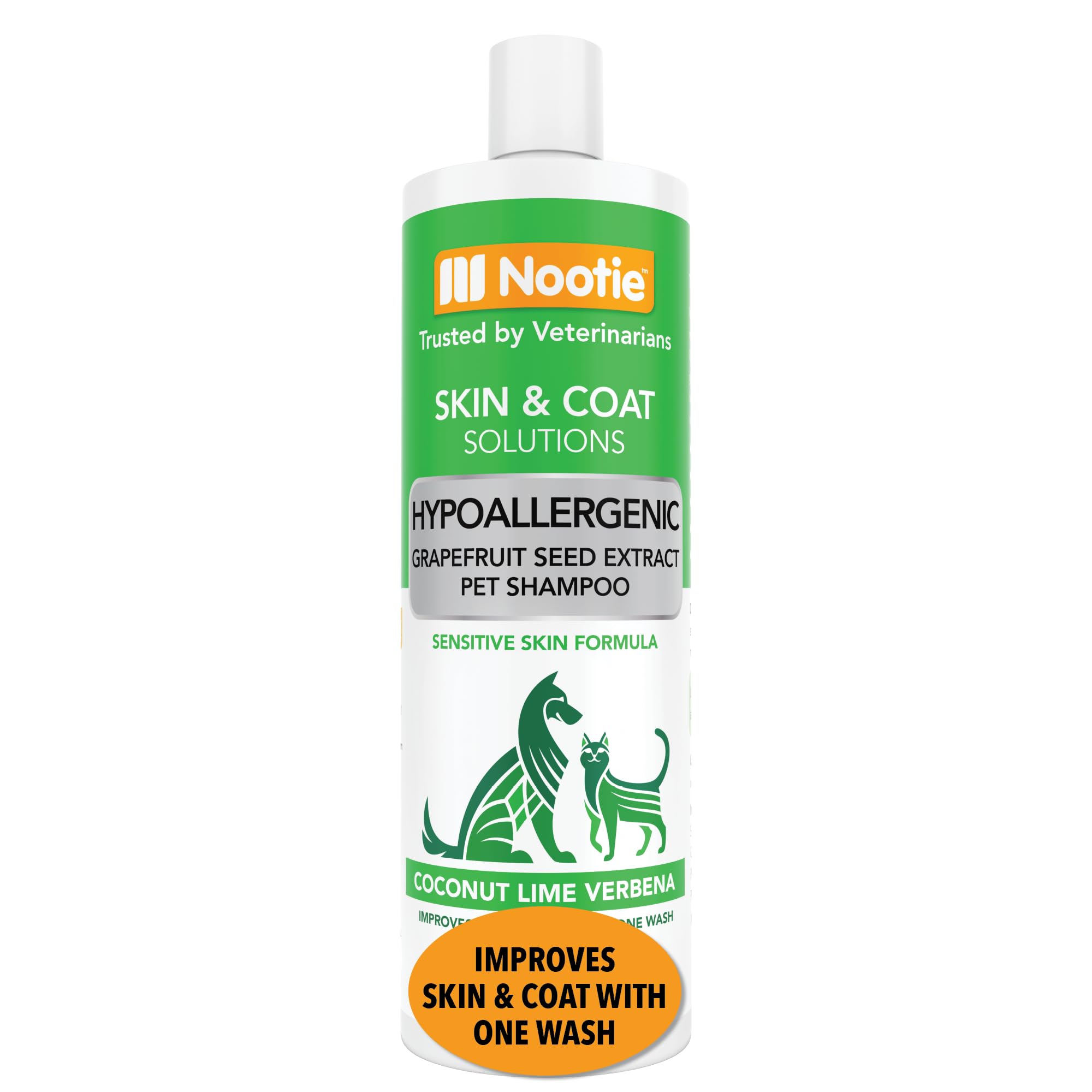 Nootie Champú para Mascotas, Aroma de Coco, Lima y Verbena, hipoalergénico, con extracto de semilla de Pomelo, 473 ml