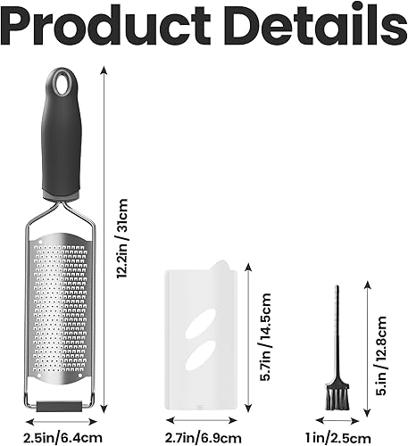 Miniatura 5 de Rallador de queso, rallador de limón, rallador de queso fino con asa, ancho de 2.5 pulgadas