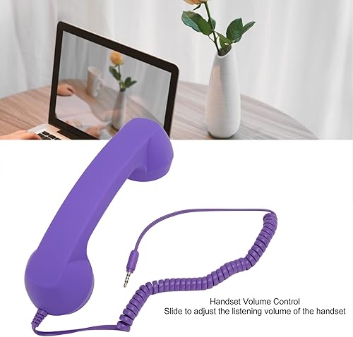 Miniatura 8 de Auricular púrpura retro del teléfono, auricular antiguo del teléfono a prueba de la radiación, receptor del teléfono celular
